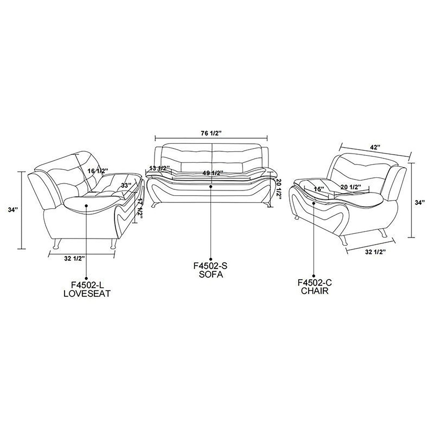 Canapé de salon 1 place en similicuir noir