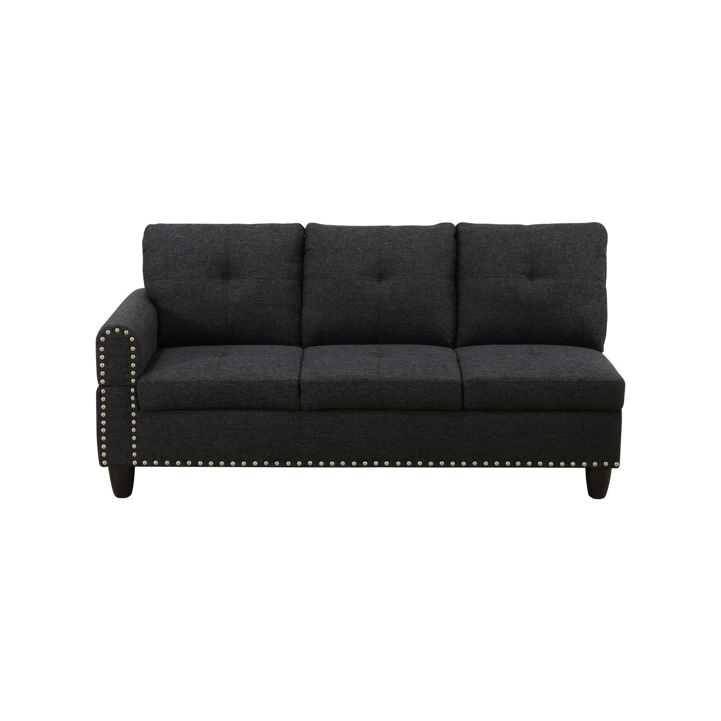 Ensemble de salon 3 pièces en lin noir et gris