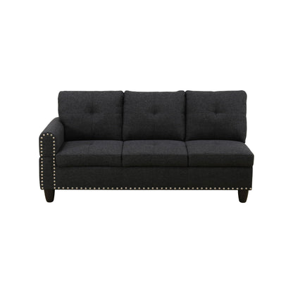 Ensemble de salon 3 pièces en lin noir et gris