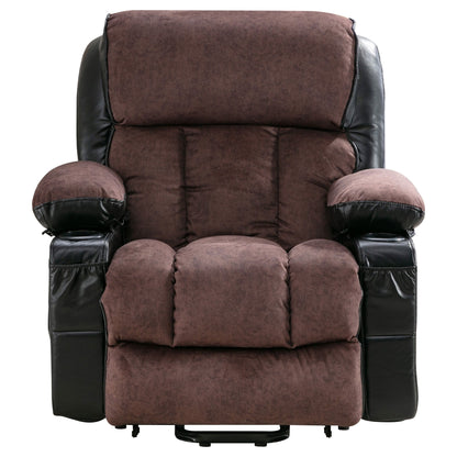 Fauteuil de massage électrique noir de grande taille pour personnes âgées, chauffant et vibrant, en cuir synthétique, avec port USB et réglages réglables.