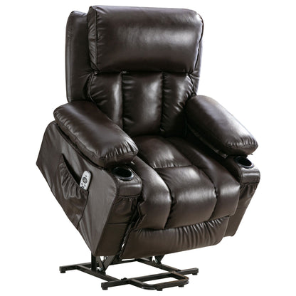 Fauteuil de massage électrique noir de grande taille pour personnes âgées, chauffant, vibrant, revêtement en similicuir, port USB, réglages réglables