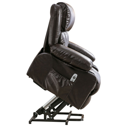 Fauteuil de massage électrique noir de grande taille avec chauffage et vibrations, revêtement en cuir synthétique, port USB et fonctions réglables