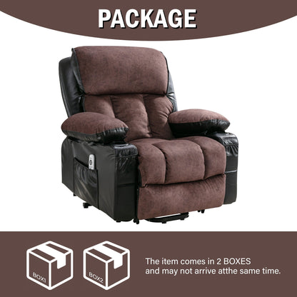 Fauteuil de massage électrique noir de grande taille avec chauffage et vibrations, revêtement en cuir synthétique, port USB et fonctions réglables