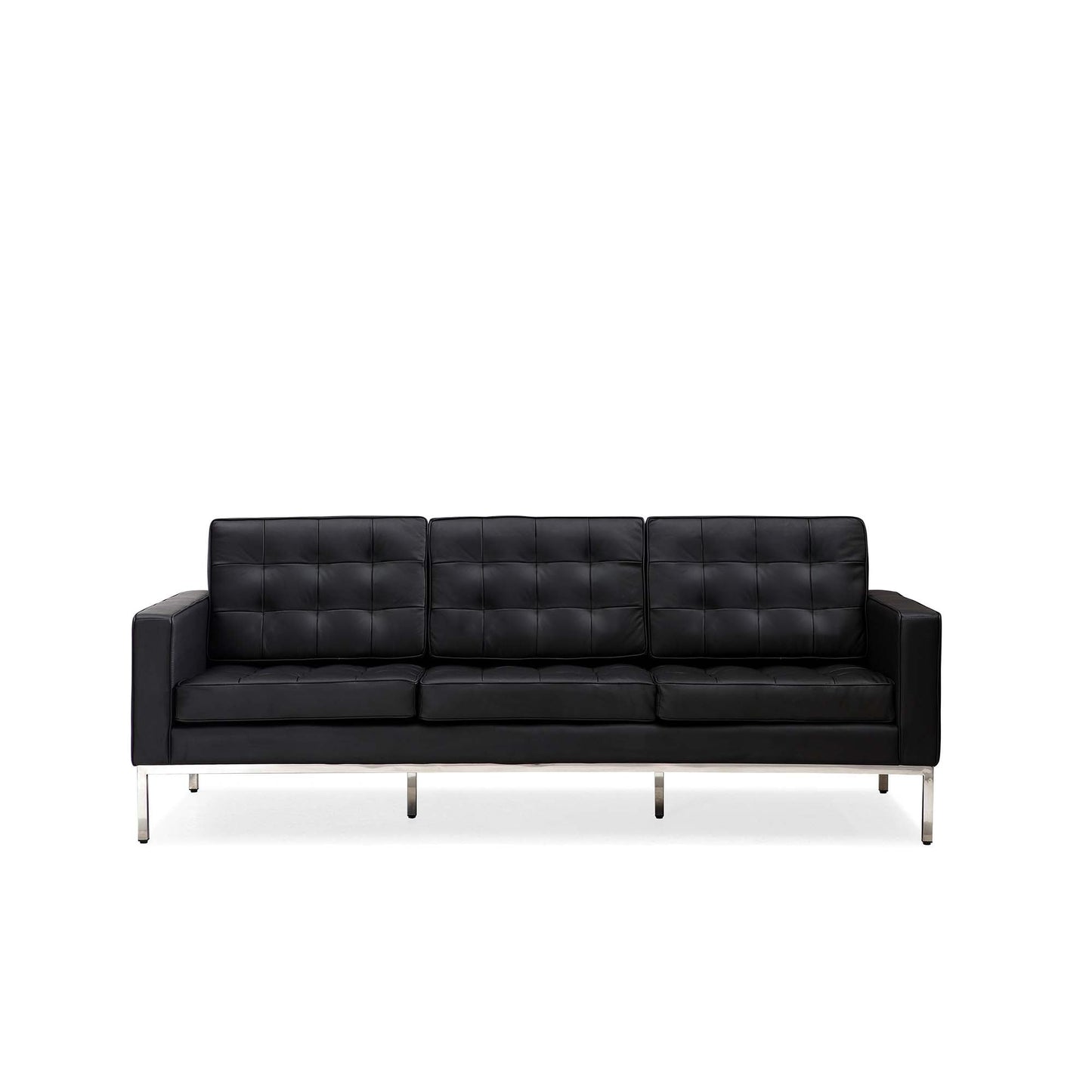Canapé multiplaces Florence 33''-83'' de largeur en similicuir noir avec clous