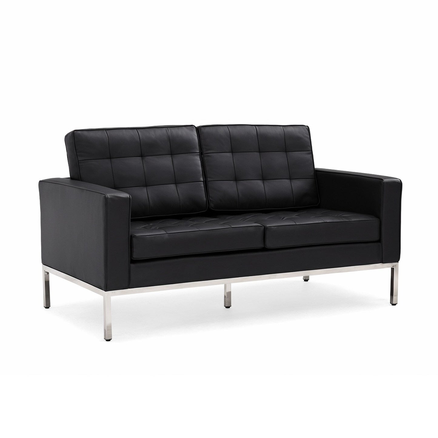 Canapé multiplaces Florence 33''-83'' de largeur en similicuir noir avec clous