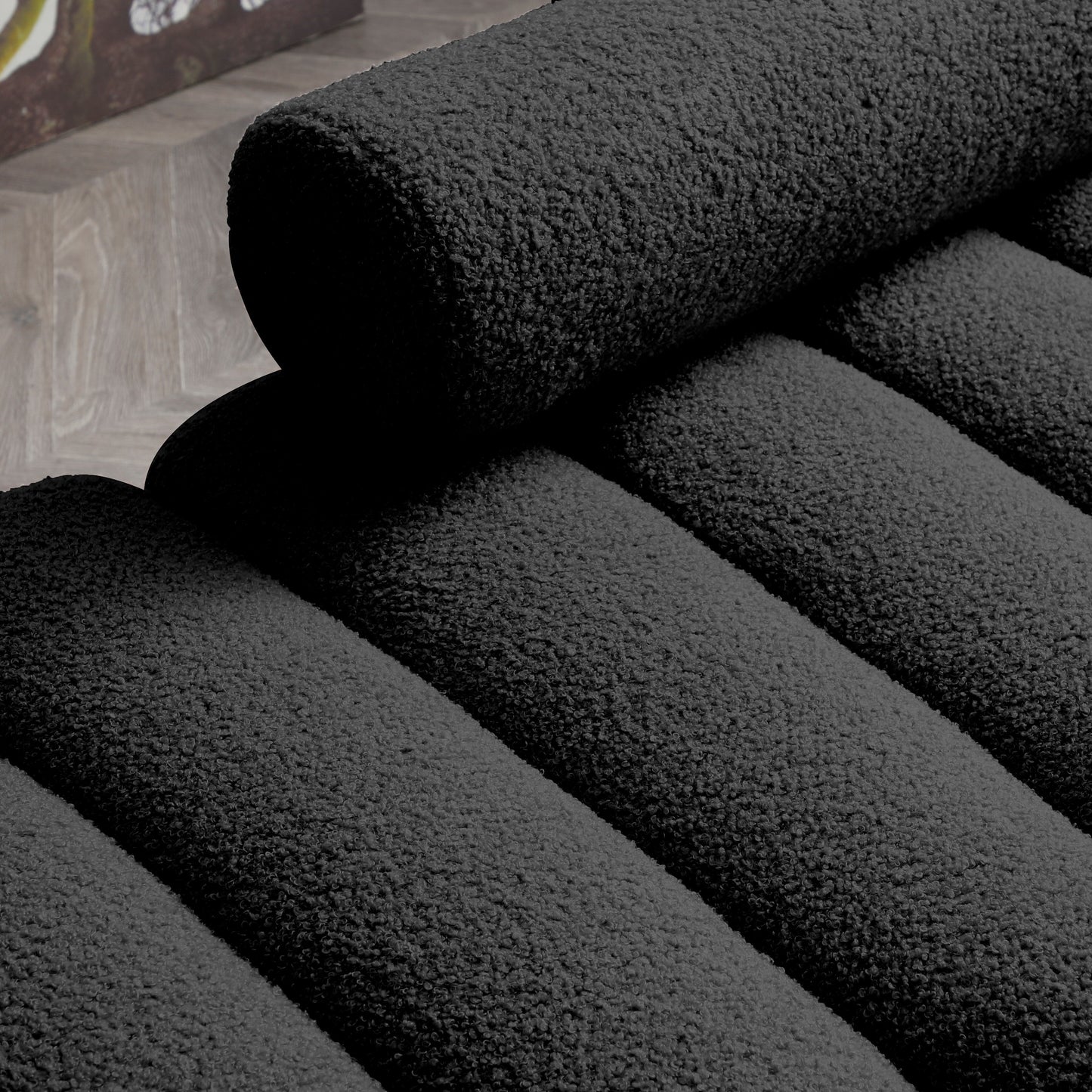 Banc de bout de lit noir avec pieds en métal doré