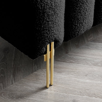 Banc de bout de lit noir avec pieds en métal doré