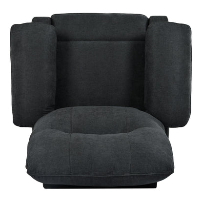 Fauteuil inclinable manuel noir avec massage et chauffage, revêtement en tissu robuste, design portable pour le salon