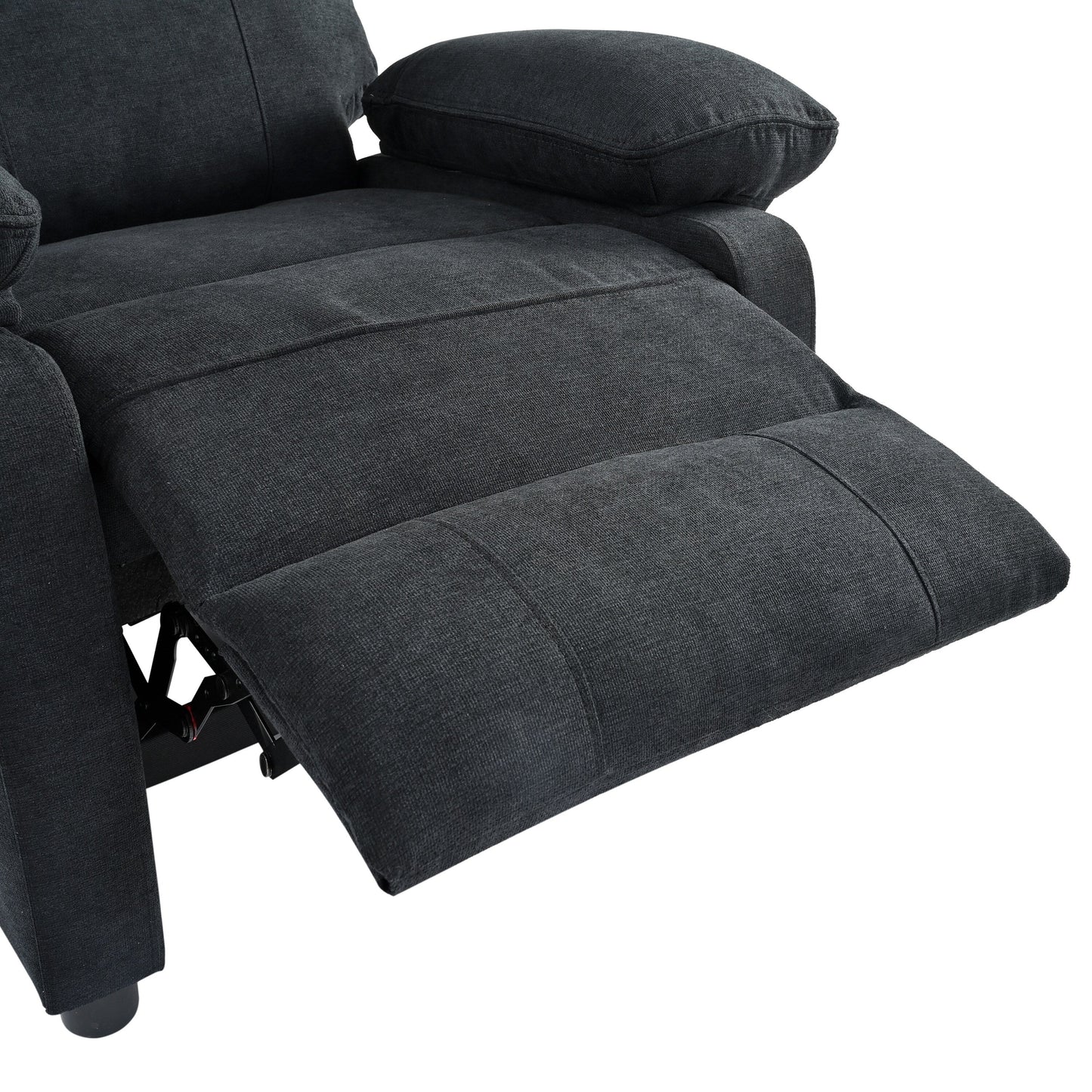 Fauteuil inclinable manuel noir avec massage et chauffage, structure robuste en bois massif, tissu confortable