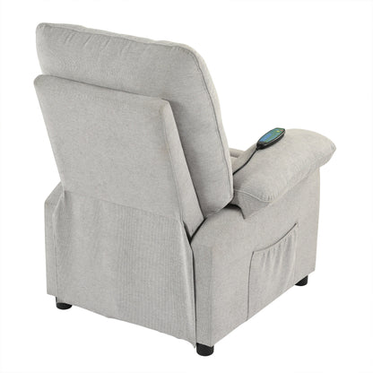Fauteuil inclinable manuel noir avec massage et chauffage, structure robuste en bois massif, tissu confortable