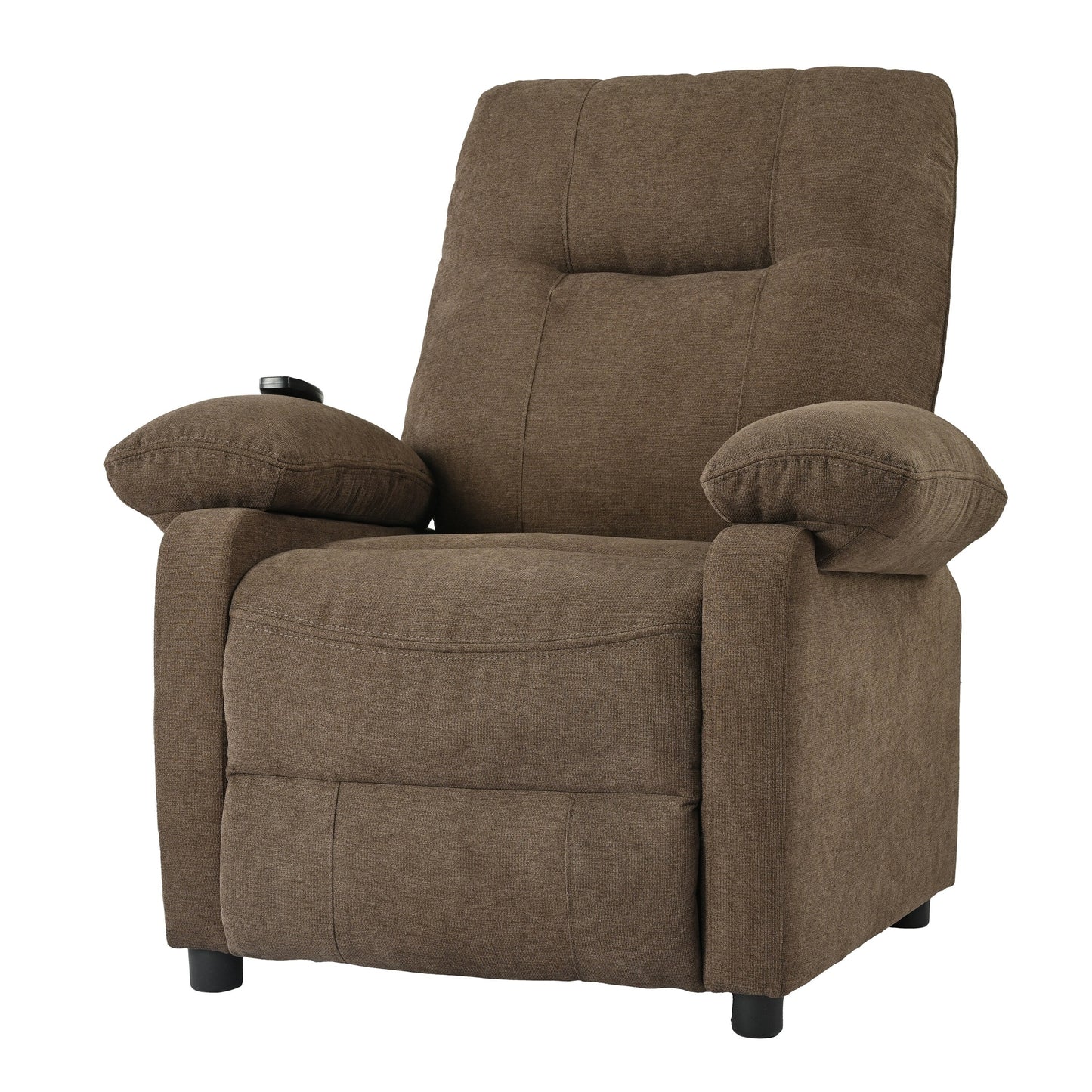Fauteuil inclinable manuel noir avec massage et chauffage, cadre en bois massif robuste et revêtement en tissu confortable