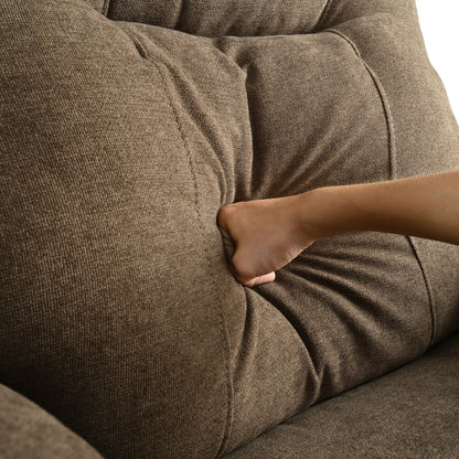 Fauteuil inclinable manuel noir avec massage et chauffage, structure robuste en bois massif et revêtement en tissu confortable