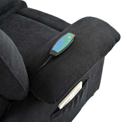 Fauteuil inclinable manuel noir avec massage, chauffage et design portable