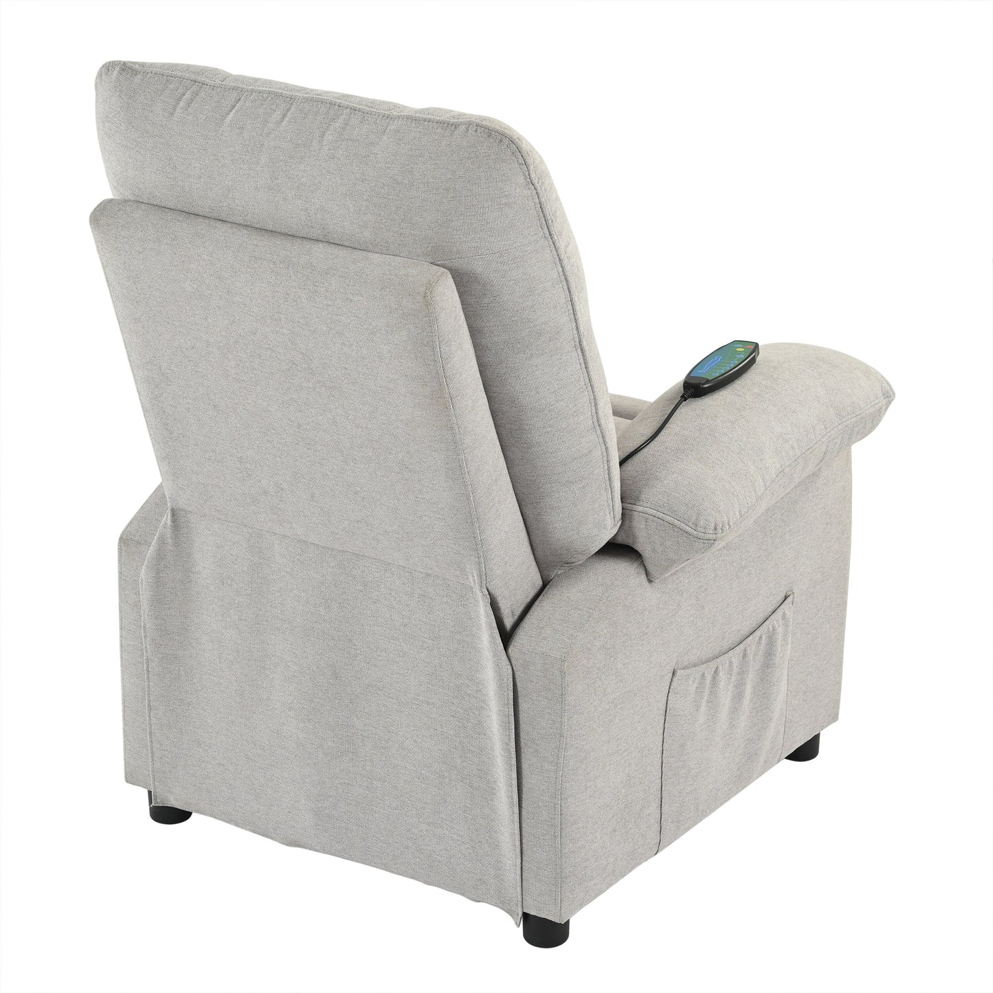 Fauteuil inclinable manuel noir avec massage, chauffage, revêtement en tissu robuste et design portable pour le salon