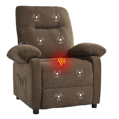 Fauteuil inclinable manuel noir avec massage, chauffage et cadre en bois massif