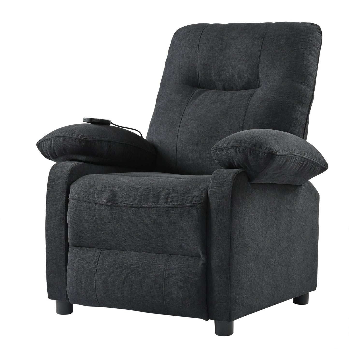 Fauteuil inclinable manuel noir avec massage, chauffage et cadre en bois massif