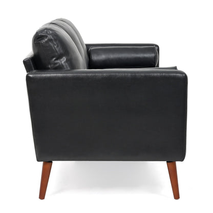 Canapé 3 places noir Mid Century Modern 76,7 PU avec structure en bois de fer pour le salon