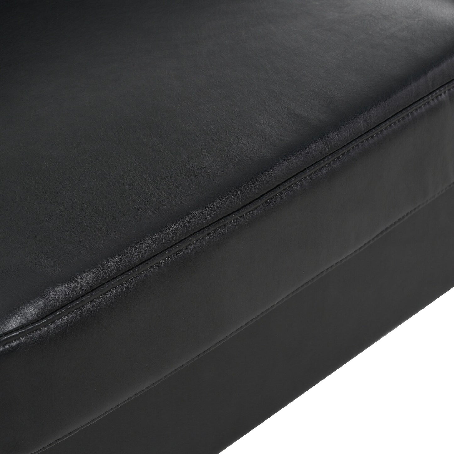 Canapé 3 places noir Mid Century Modern 76,7 PU avec structure en bois de fer pour le salon