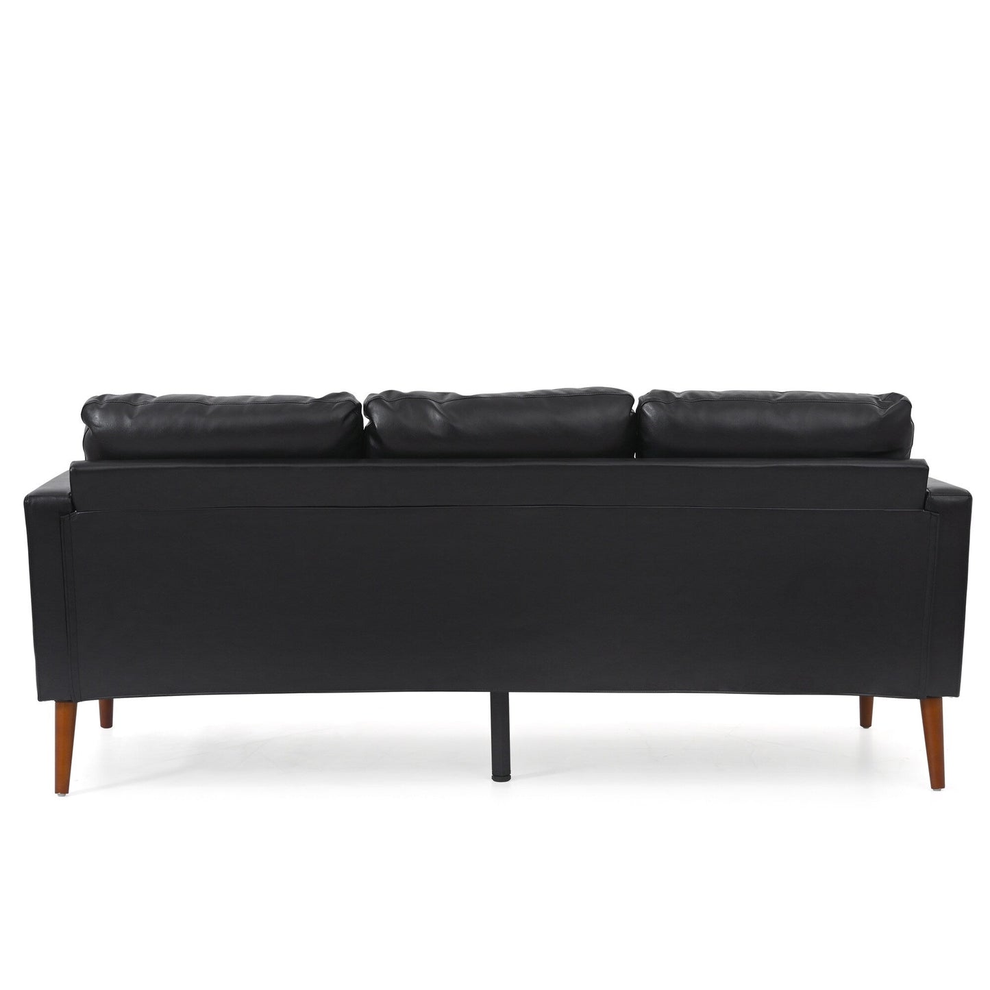 Canapé 3 places noir Mid Century Modern 76,7 PU avec structure en bois de fer pour le salon