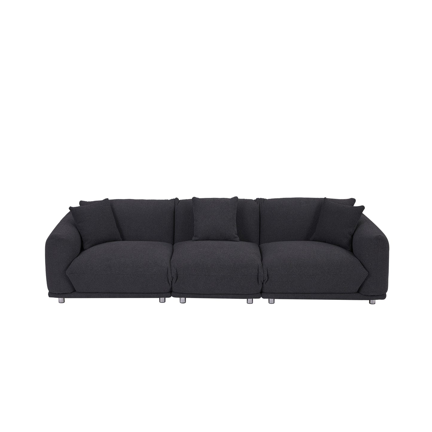 Canapé 3 places surdimensionné noir moderne 111 avec pieds en métal et cadre en bois massif pour le salon