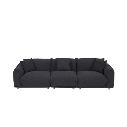 Canapé 3 places surdimensionné noir moderne 111 avec pieds en métal et cadre en bois massif pour le salon