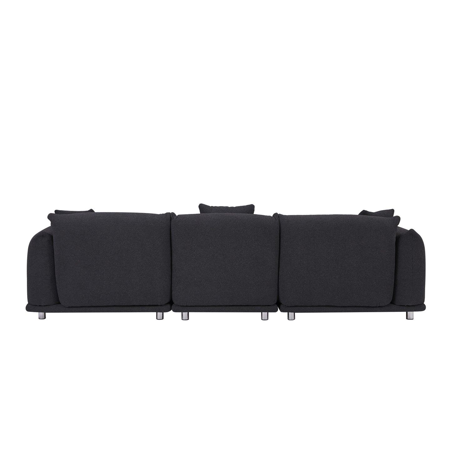 Canapé 3 places surdimensionné noir moderne 111 avec pieds en métal et cadre en bois massif pour le salon