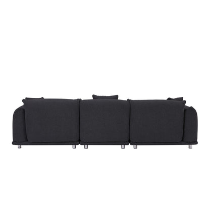 Canapé 3 places surdimensionné noir moderne 111 avec pieds en métal et cadre en bois massif pour le salon