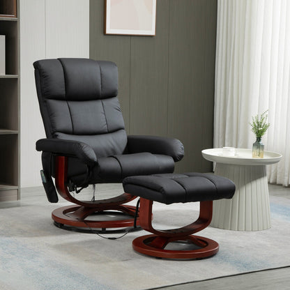 Fauteuil inclinable pivotant noir moderne à dossier haut de 28,8 po avec pouf
