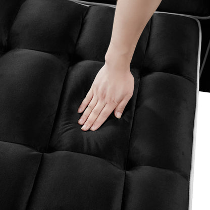 Canapé-lit convertible 3 en 1 en velours noir moderne 35,83 pouces avec dossier réglable et port de chargement USB pour le salon