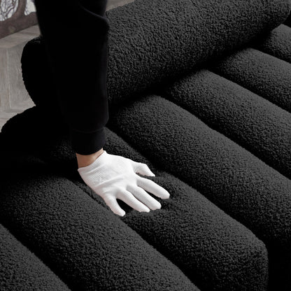 Canapé-lit ottoman noir moderne 53,2 pouces avec pieds en métal doré pour chambre à coucher