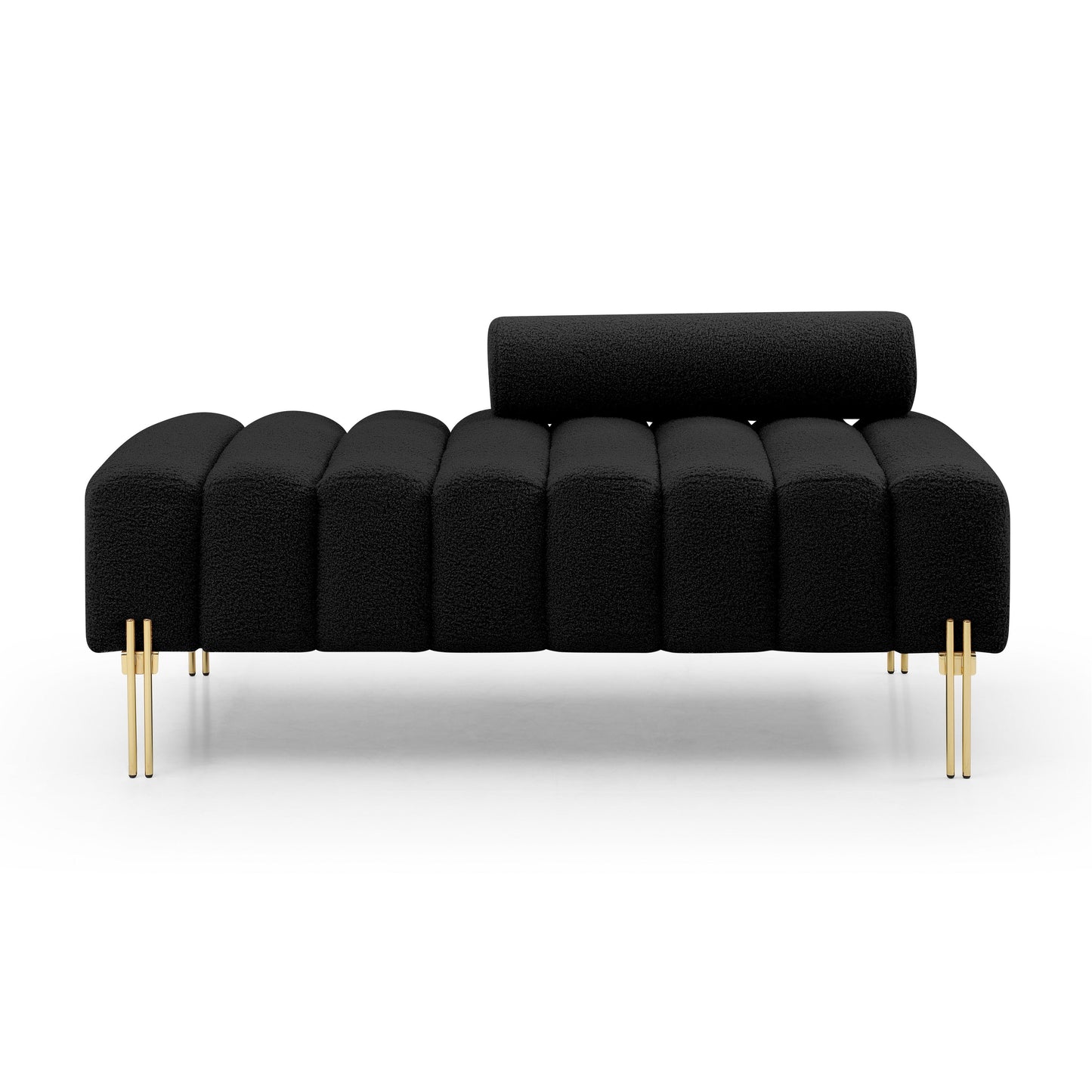 Canapé-lit ottoman noir moderne 53,2 pouces avec pieds en métal doré pour chambre à coucher