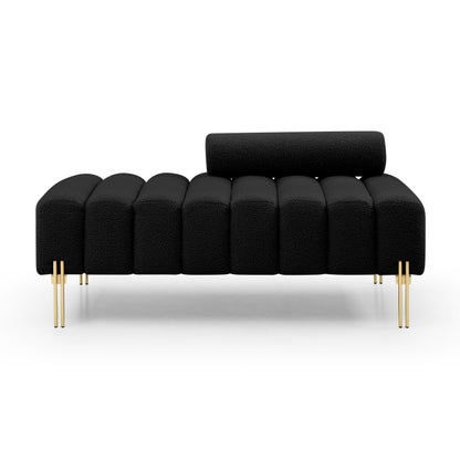 Canapé-lit ottoman noir moderne 53,2 pouces avec pieds en métal doré pour chambre à coucher
