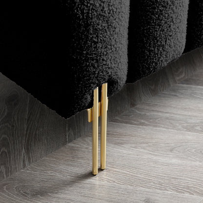 Canapé-lit ottoman noir moderne 53,2 pouces avec pieds en métal doré pour chambre à coucher