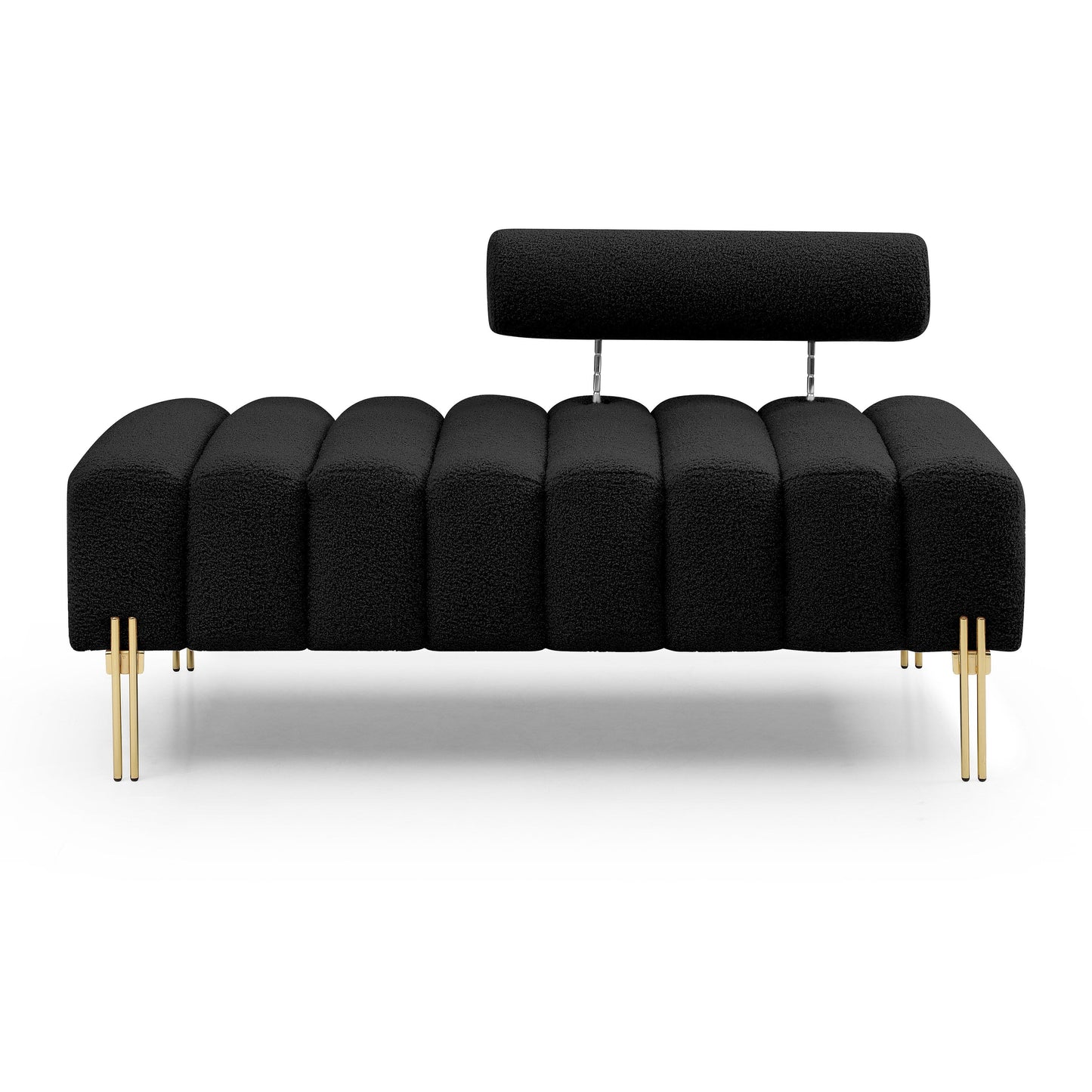 Canapé-lit ottoman noir moderne 53,2 pouces avec pieds en métal doré pour chambre à coucher