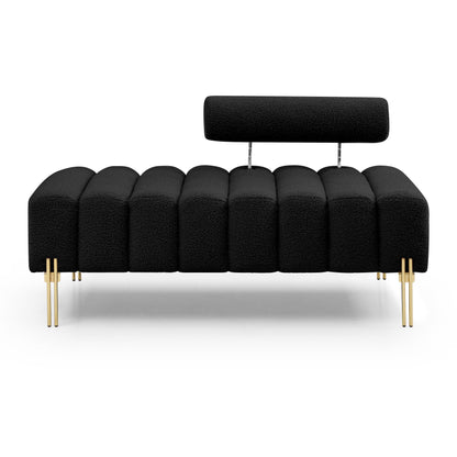 Canapé-lit ottoman noir moderne 53,2 pouces avec pieds en métal doré pour chambre à coucher