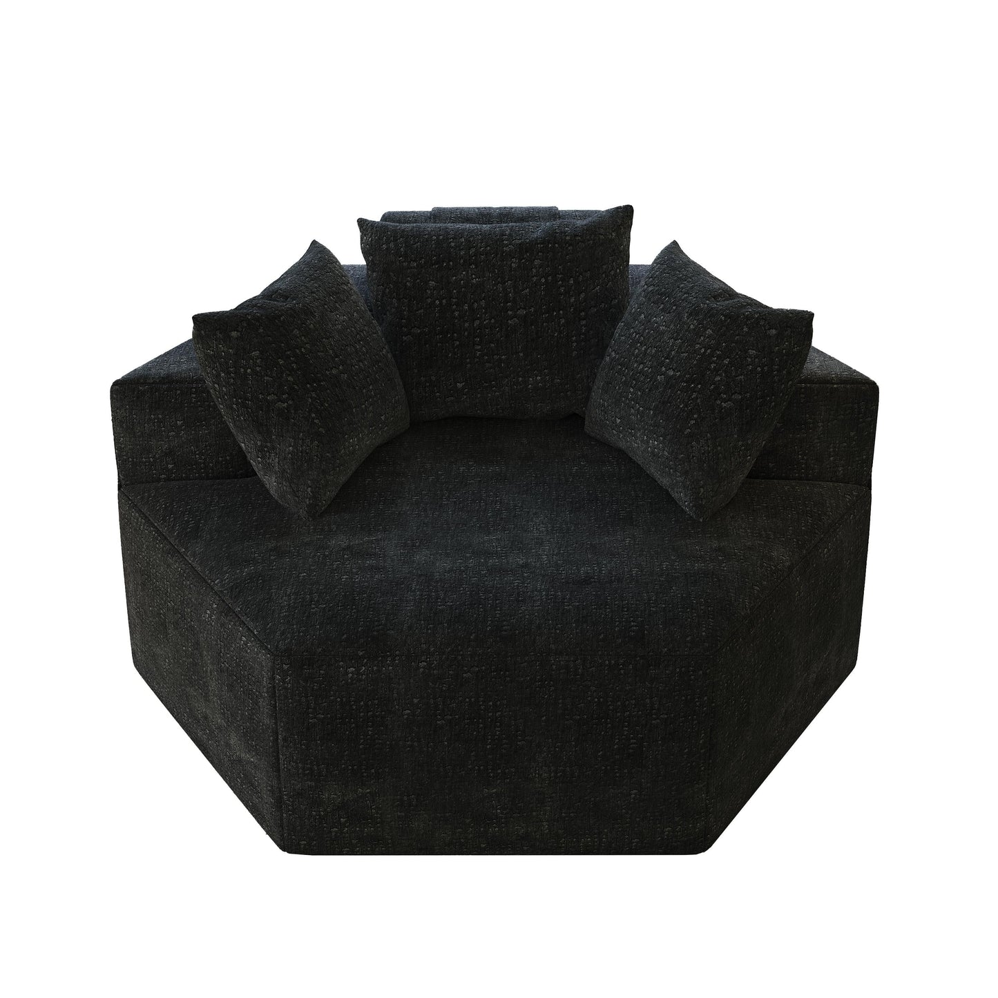 Canapé-lit simple moderne noir 54 en éponge chenille avec coussin de dossier pour salon