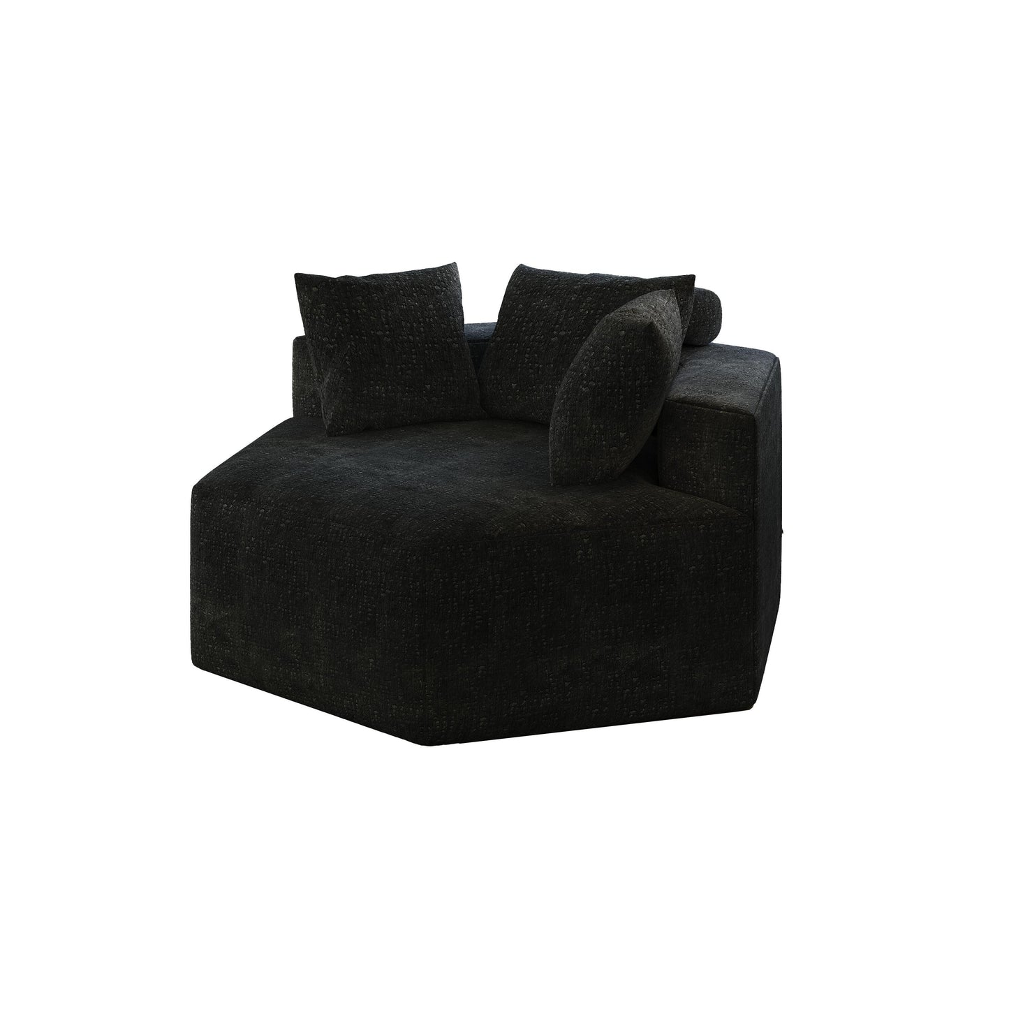Canapé-lit simple moderne noir 54 en éponge chenille avec coussin de dossier pour salon
