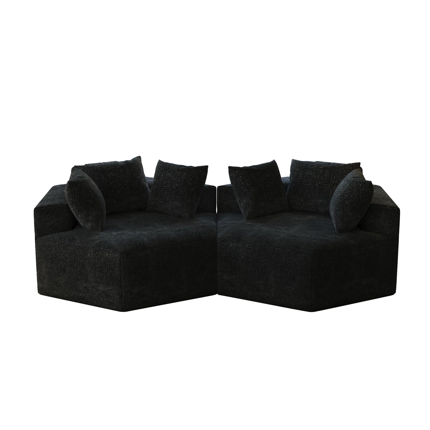 Canapé-lit simple moderne noir 54 en éponge chenille avec coussin de dossier pour salon