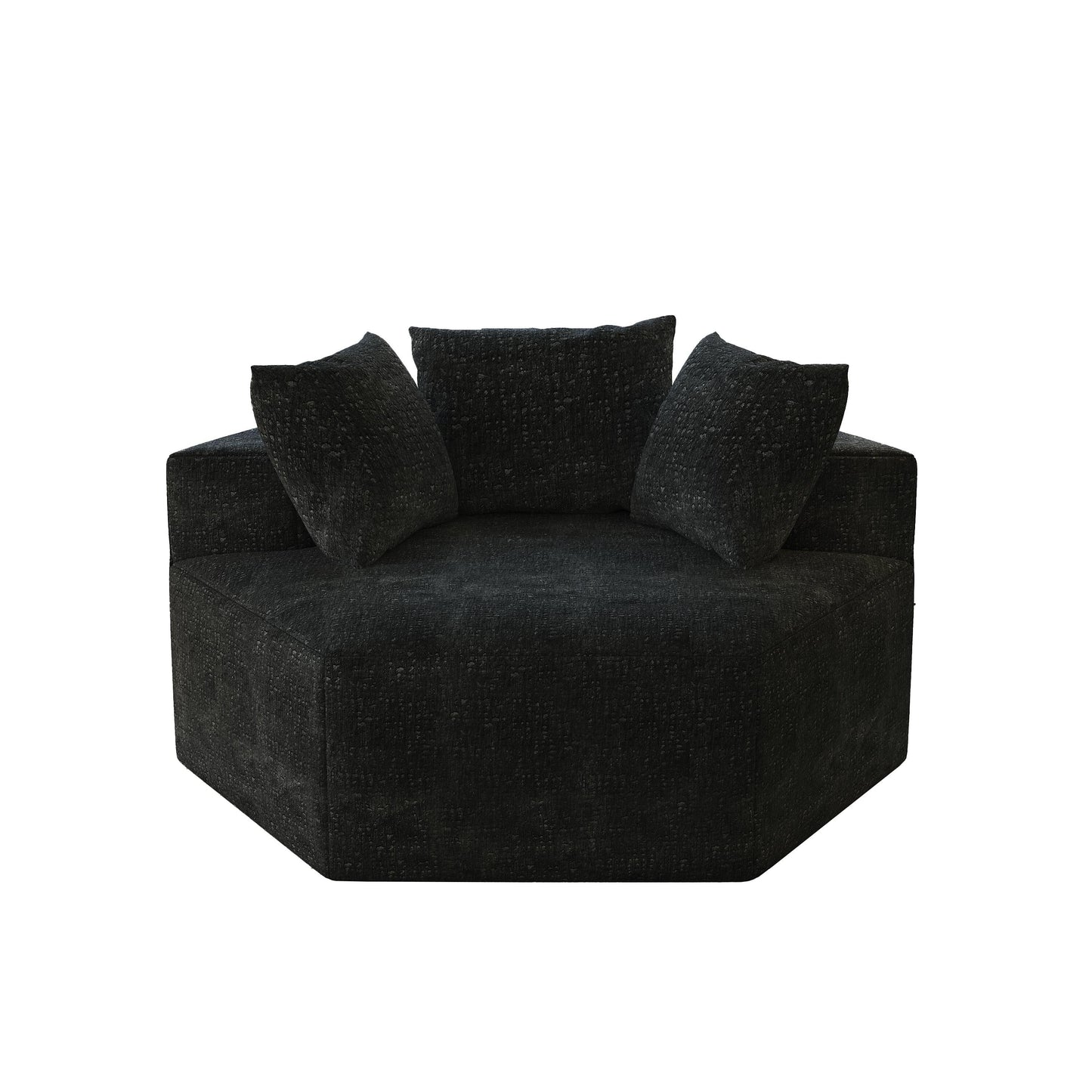 Canapé-lit simple moderne noir 54 en éponge chenille avec coussin de dossier pour salon