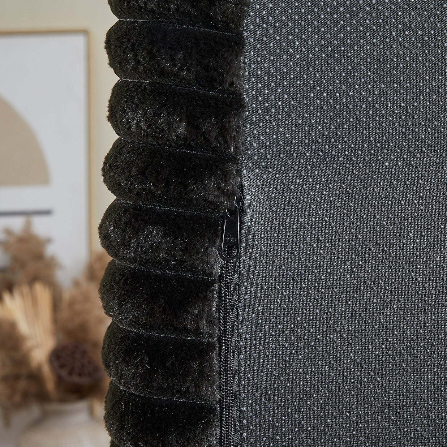 Fauteuil de salon moderne en velours côtelé noir 62,5" avec 2 coussins