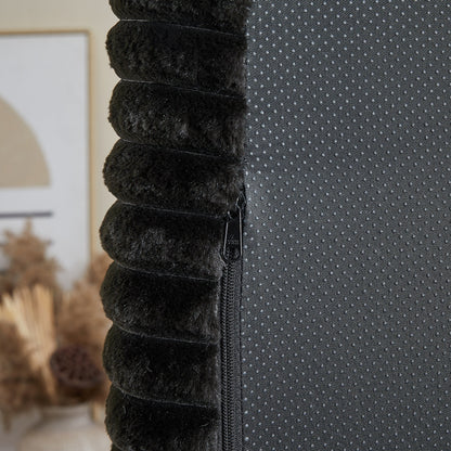 Fauteuil de salon moderne en velours côtelé noir 62,5" avec 2 coussins