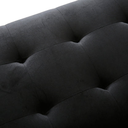 Canapé 3 places en velours noir moderne 86,75 avec coussins et cadre robuste pour le salon