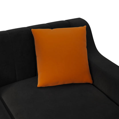 Canapé causeuse moderne en velours noir avec touches dorées et coussins moelleux pour le salon