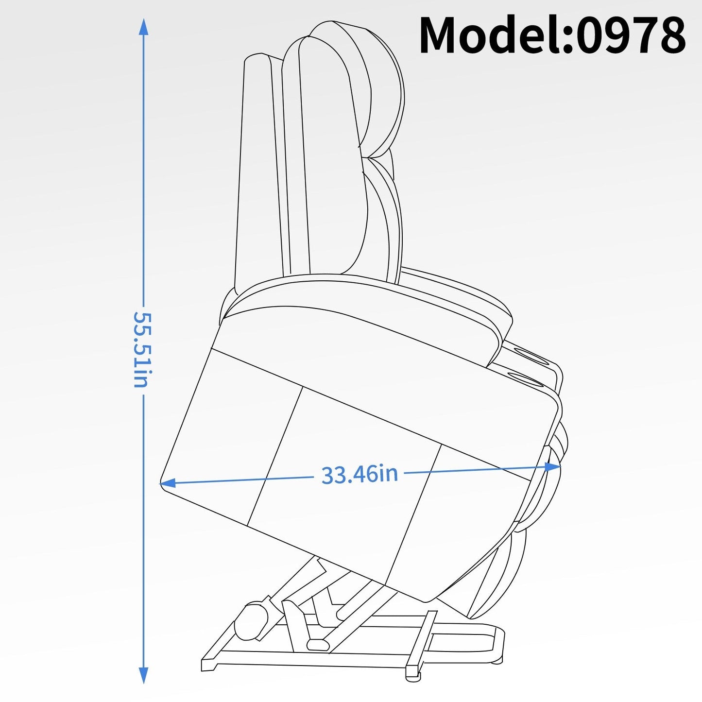 Fauteuil inclinable motorisé Okin noir avec massage par vibration à 8 points, chauffage lombaire, deux porte-gobelets et ports USB