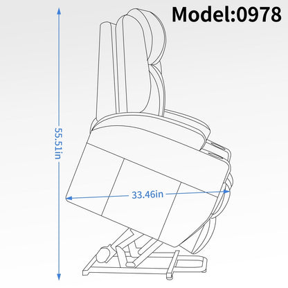 Fauteuil inclinable motorisé Okin noir avec massage par vibration à 8 points, chauffage lombaire, deux porte-gobelets et ports USB