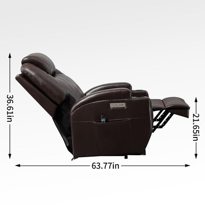 Fauteuil inclinable électrique noir avec massage par vibrations à 8 points, chauffage lombaire, deux ports USB, porte-gobelets et moteur Okin