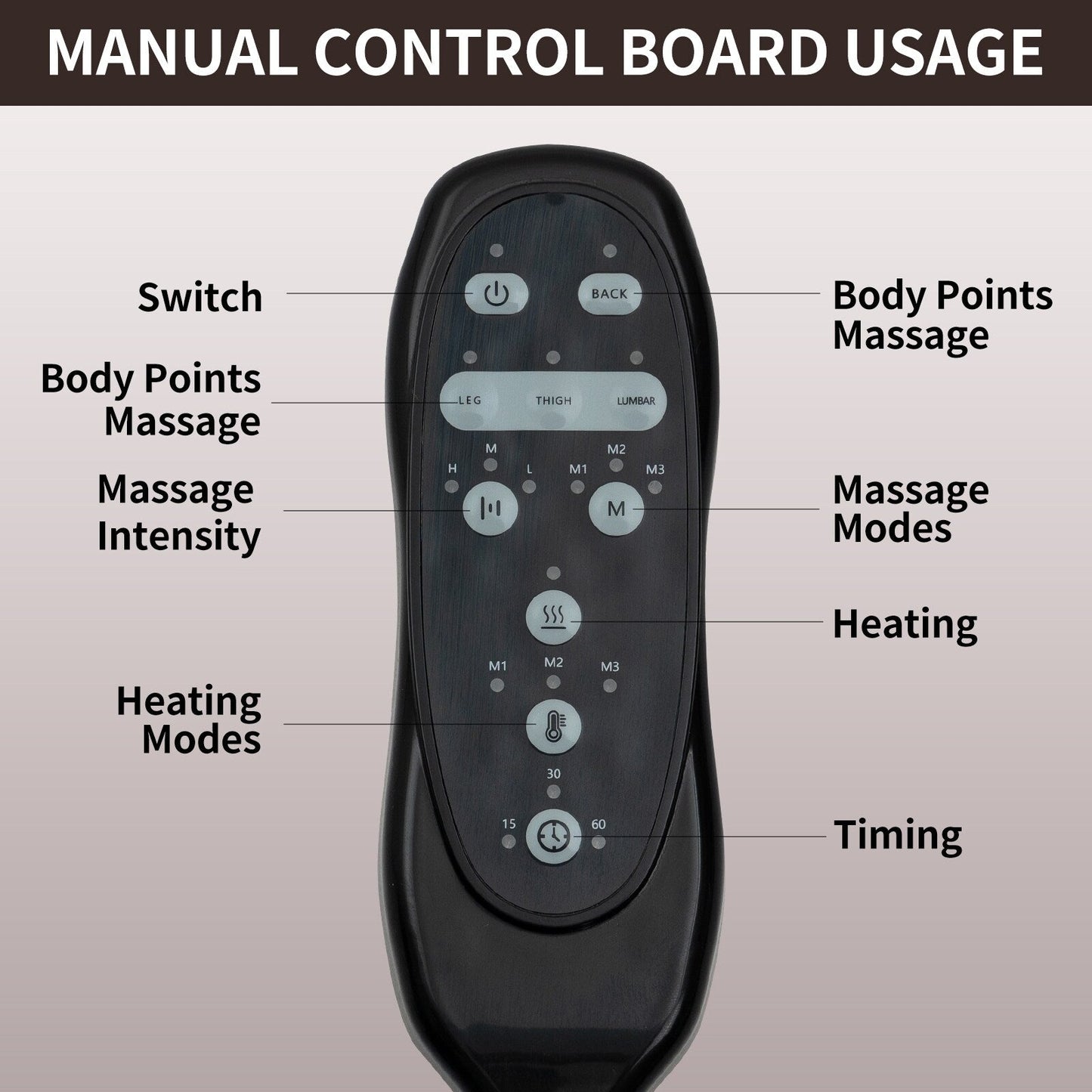 Fauteuil inclinable électrique noir avec moteur Okin, massage par vibrations à 8 points, chauffage lombaire, deux porte-gobelets et ports USB