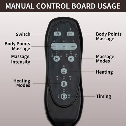 Fauteuil inclinable électrique noir avec moteur Okin, massage par vibrations à 8 points, chauffage lombaire, deux porte-gobelets et ports USB