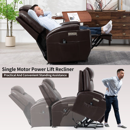 Fauteuil inclinable électrique noir avec deux ports USB, massage 8 points, chauffage lombaire, porte-gobelets et moteur Okin silencieux