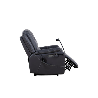Fauteuil inclinable électrique noir avec inclinaison à 139°, massage, chauffage, moteur OKIN, ports USB, support de téléphone et rangement latéral